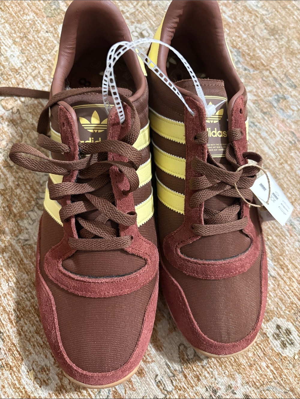 adidas Men's Brown and Yellow Retro Sneakers
